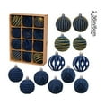 thumbnail image 3 of Btomtd 12pcs 2.36"/6cm Flocked Christmas Ball Ornaments, Multiple Styles of Velvet Christmas Balls for Holiday Tree and Party Decorations Set, Blue, 3 of 6