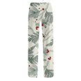 thumbnail image 4 of Lumtrix Christmas Pajama Pants For Women Cute Funny Holly And Berries Print Long Pj Bottoms Soft Comfy Elastic Waist Palazzo Pants Fall Pajamas Army Green 2XL, 4 of 6