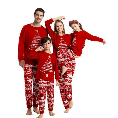 

Kufutee 2023 Xmas Family Matching Clothing Pajamas New Red Print Santa Claus Fireworks Festive Pattern Mom and Dad Me Christmas Costume
