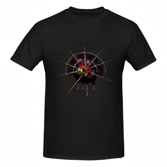Signetis Unisex Funny Festive Turkey Graphic Tee, Black, Short Sleeve