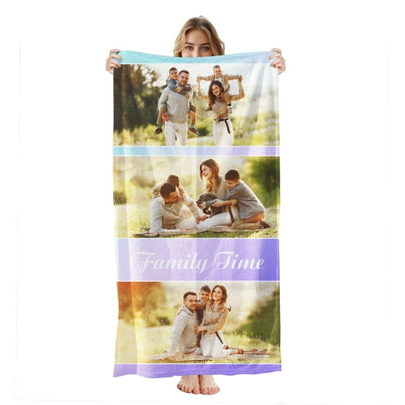 Personalized Custom Beach Towels with Picture Logo Photo Names Customized Pool Travel Towel for Kids Adults Women Men 30" X 60"