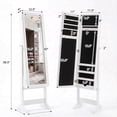 thumbnail image 3 of LIVIZA Mirrored Standing Jewelry Armoire Cabinet with Hooks & Storage Shelves, Full-Length Mirror Jewelry Organizer,White, 3 of 8