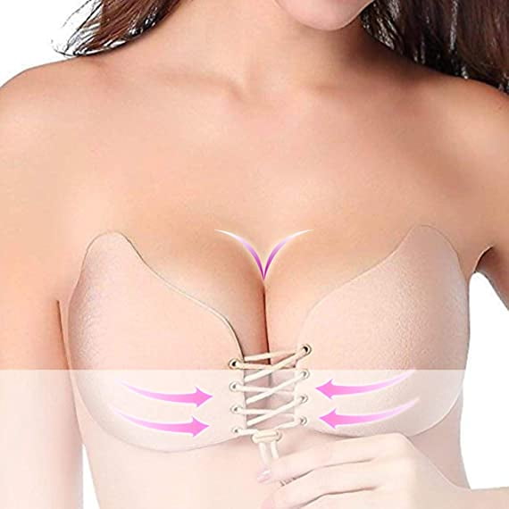 Backless Push Up Bras Self Adhesive Strapless Bras, Women Invisible  Strapless Bra, Reusable Bra for Evening Dresses, Prom Dresses, Wedding  Dresses（beige,B）,Yao 