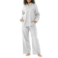 thumbnail image 3 of DGMIOCS Women's Cotton Linen 2-Piece Set - Utility Button Down Shirt & Wide Leg Pants White S, 3 of 8