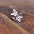 thumbnail image 2 of Sterling Silver Zircon Double Butterfly Ring For Women Korean Bowknot Style 925 Gemstone Ornament Gift Sparkling Stones, 2 of 7