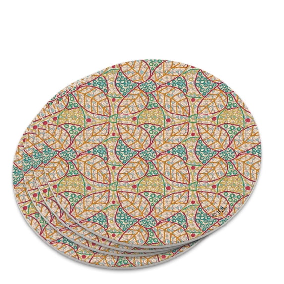 Leaf Within Leaves Autumn Pattern Novelty Coaster Set