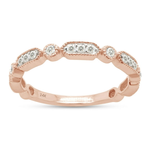 SAVEARTH DIAMONDS 1/4 ct. t.w Round Cut Lab Created Moissanite Diamond Milgrain Half Eternity Stackable Band Ring For Women In 14K Solid Rose Gold (G-H Color, VVS1 Clarity, 0.25 Cttw)-4