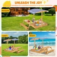 thumbnail image 2 of Magic Union Kids Sandbox with Foldable Picnic Table, 3 in 1 Wooden Large Sandpits with Lid and Adjustable Cover Outdoor, Covered Kid Sand Box Playset for Backyard Garden Lawn, Poolside, 2 of 8