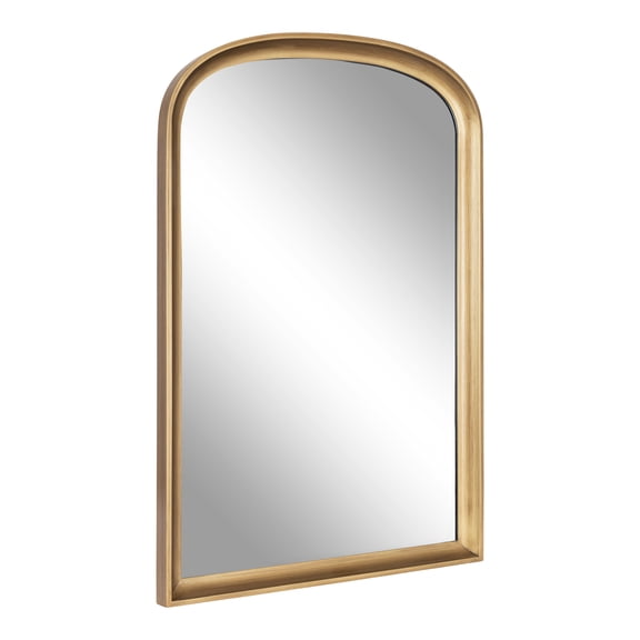 Kate and Laurel Hatherleigh Modern Arched Wooden Wall Mirror, 24 x 36, Gold, Decorative Wood Basket Arch Mirror for Use in Bathroom, Entryway, or Bedroom