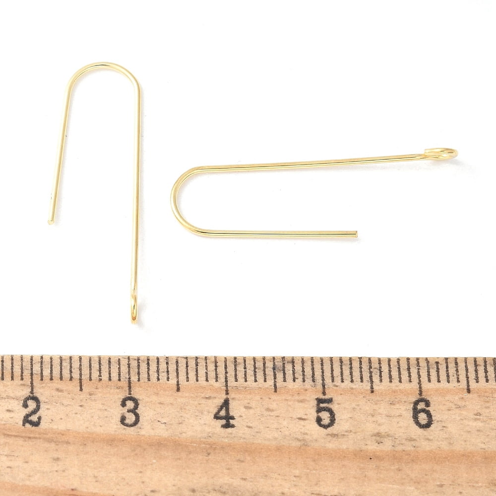 316 Surgical Stainless Steel Earring Hooks Ear Wire with Horizontal Loop Real 18K golden Plated 31mm Hole: 1.8mm Pin: 0.8mm