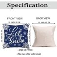 thumbnail image 3 of Let It Snow Blue Throw Pillow Covers Christmas Xmas Snowflake Outdoor Decor Cotton Linen Pillow Cases Cushion Cover Square Winter Pillow Sham for Sofa Couch 18x18 Inch(Let it Snow), 3 of 5