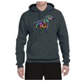 thumbnail image 2 of Wild Bobby, Colorful Dachshund Is My Spirit Animal Lover Unisex Graphic Hoodie Sweatshirt, Charcoal, Small, 2 of 3