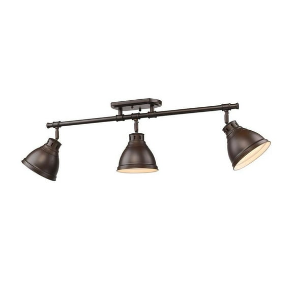3 Light Semi-Flush Mount in Classic Style 10.75 inches High By 35.38 inches Wide-Rubbed Bronze Finish-Rubbed Bronze Shade Color Bailey Street Home