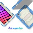 thumbnail image 6 of for iPad mini 6th Gen 8.3" 2021, Heavy Duty Shockproof Protective Case with PET Screen Protector, Stylus Holder, Stand and Hand/Shoulder Strap 3 Layer Multi-Functional Cover, Blue, 6 of 10