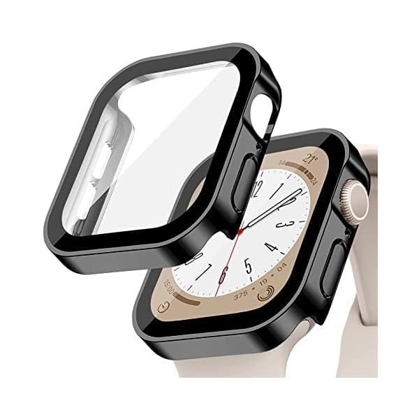 wonima44 Screen Protector for Apple Watch Case Cover Series 9 SE 8 7 6 5 4 40mm 44mm 41mm 45mm Tempered Glass Waterproof PC Protective Bumper Face accessries for iwatch SE2 gen2 Women Men