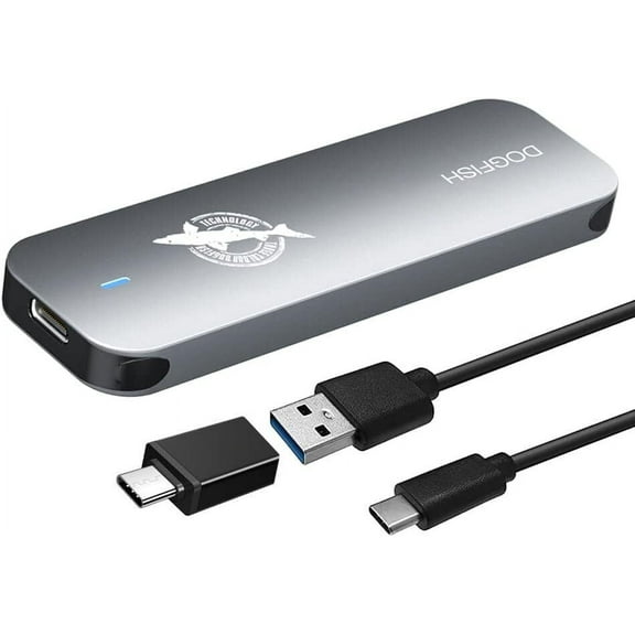 Dogfish Portable External SSD 1TB Ngff 2242/2260/2280 Silver Aluminum USB 3.1 Type C Ultra-Light External SSD Mini Portable Solid State Drive for Mac Windows Android Linux