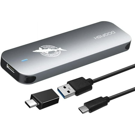 Dogfish Portable External SSD 1TB Ngff 2242/2260/2280 Silver Aluminum USB 3.1 Type C Ultra-Light External SSD Mini Portable Solid State Drive for Mac Windows Android Linux