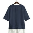 thumbnail image 5 of Ashirexll Womens Casual Tops, Fashion Solid Button Shirts Loose T Shirts Blouse with V-Neck, 5 of 7