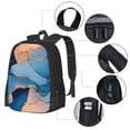 thumbnail image 4 of Large Capacity Backpack 16.5×12.5×5.5in Widened Shoulder Strap Design Main Bag Large Top Handle Belt Adjustable Shoulder Strap Blue And Beige Gold Marble, 4 of 8