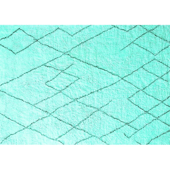 Ahgly Company Machine Washable Indoor Rectangle Oriental Turquoise Blue Industrial Area Rugs, 5' x 8'