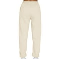 thumbnail image 4 of XFLWAM Women's High Waisted Sweatpants Baggy Fleece Lined Lounge Pants Comfy Wide Leg Drawstring Joggers with Pockets Beige S, 4 of 5