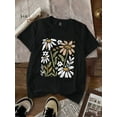 thumbnail image 3 of Women's Casual Floral Print Slim Fit Short Sleeve T-Shirt Graphic Tees Women Tops, 3 of 3