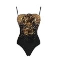 thumbnail image 1 of Swimsuit Woman Block Color Sequin Swimwear Holiday Monokini Beach Bathing Suit Outfit, 1 of 8