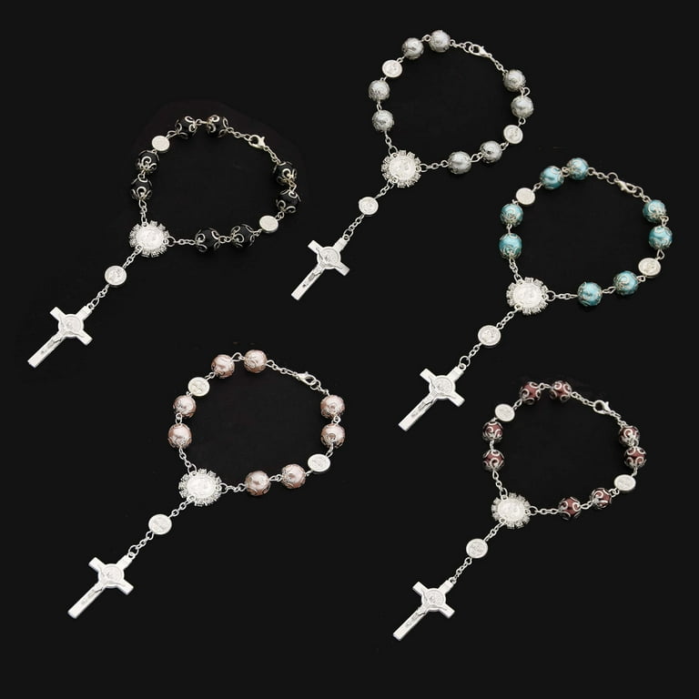 Catholic for Cross Finger Chain Mini Rosary Finger Baptism