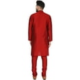 thumbnail image 3 of SKAVIJ Men's Kurta Pajama Set Art Silk Ethnic Wear Dress Red S, 3 of 6