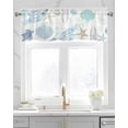 thumbnail image 2 of Coastal Blue Linen Curtain Valance for Bedroom/Bathroom/Kitchen/Living/Dining Room Window,Nautical Turtle Shell Starfish Anchor Coral Pocket Topper Drapes Decorative Cafe Drapery Panel 42"x18", 2 of 6