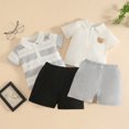 thumbnail image 2 of Gubotare Baby Boys Outfits Newborn Baby Boy Shorts Set Short Sleeve Striped Romper Tops + Shorts Infant Casual Summer Clothes 0 3 6 9 12 18 24 Months,Light Gray, 2 of 6