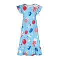 thumbnail image 3 of SGFCWSX Girls Ruffle Sleeve Tiered Midi Swing Dress Teens Crewneck Floral Print Casual Dress for Spring Summer Multicolor Size 12-13 Years, 3 of 5