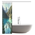 thumbnail image 2 of MYPOP Lake Landscape House Decor Shower Curtain, Valley Mountain Tree Mist Canyon Alpine Landscape Mother Nature Theme Bathroom Decor Set with Hooks, 60 X 72 Inches, 2 of 2
