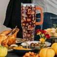 thumbnail image 3 of 40 oz Thanksgiving Tumbler with Handle and Straw, Stainless Steel Insulated Fall Turkey Tumbler 40 oz, Reusable Cup with Leak Proof Lid, Thanksgiving Gifts for Women (red brown orange), 3 of 6