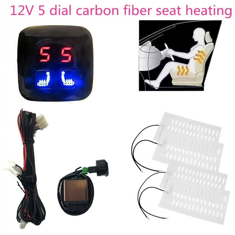 Seats Carbon Fiber Heated Seat Heater Pad Kit Car Cushion Switch 12V  Universal.