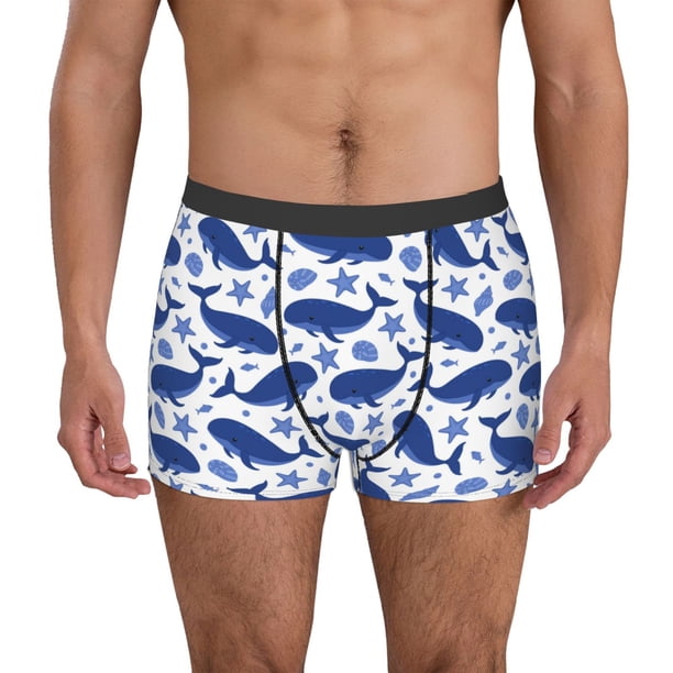 Balery Whale Calzoncillos bóxer para hombre, ropa interior de algodón suave y transpirable con cinturilla de nailon-Medium