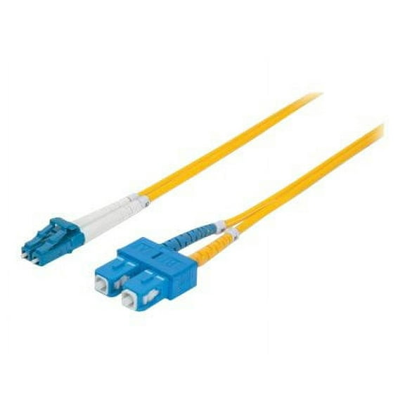 Intellinet 7ft Fiber Optic LC/SC OS2 9/125 Single-Mode Duplex Cable, Yellow