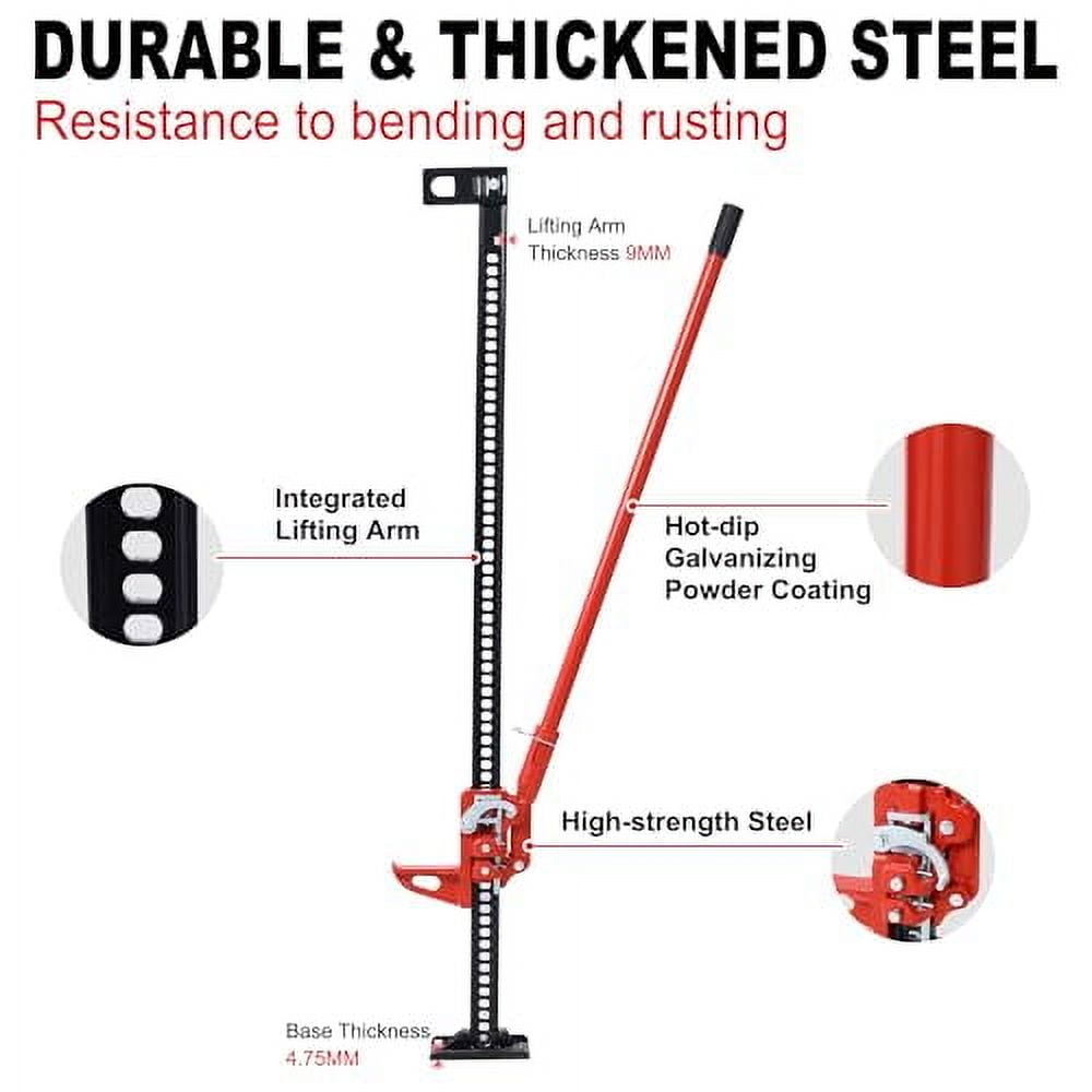 Farm Jack,48" Utility High Lift Farm Jack, 6600 lbs Capacity Ratcheting Off Road Utility Jack, Heavy-Duty Farm Jack for Tractor, Truck, SUV, Bumper Lift