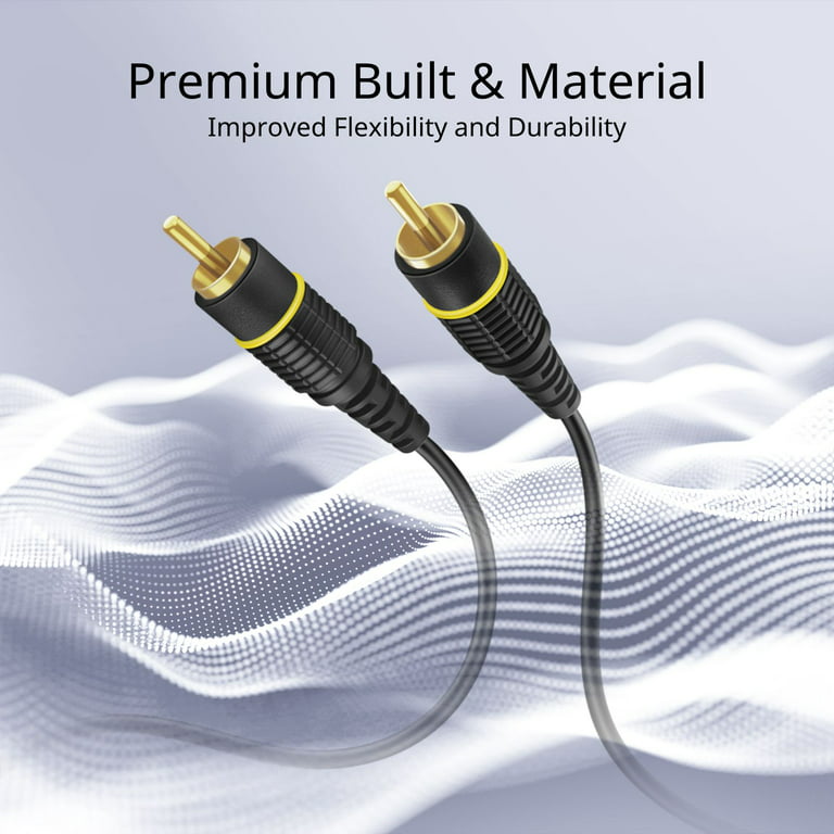 Subwoofer S/PDIF Audio Digital Coaxial RCA Composite Video Cable (3 Feet) -  Gold Plated Dual Shielded RCA to RCA Male Connectors - Black