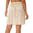 thumbnail image 4 of MSemis Women Elastic Waist Half Slip Long/Short Under Skirt 50cm Champagne L, 4 of 5
