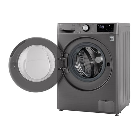 LG - 2.4 Cu. Ft. Compact Smart Front Load Washer with Built-In Intelligence - Graphite steel