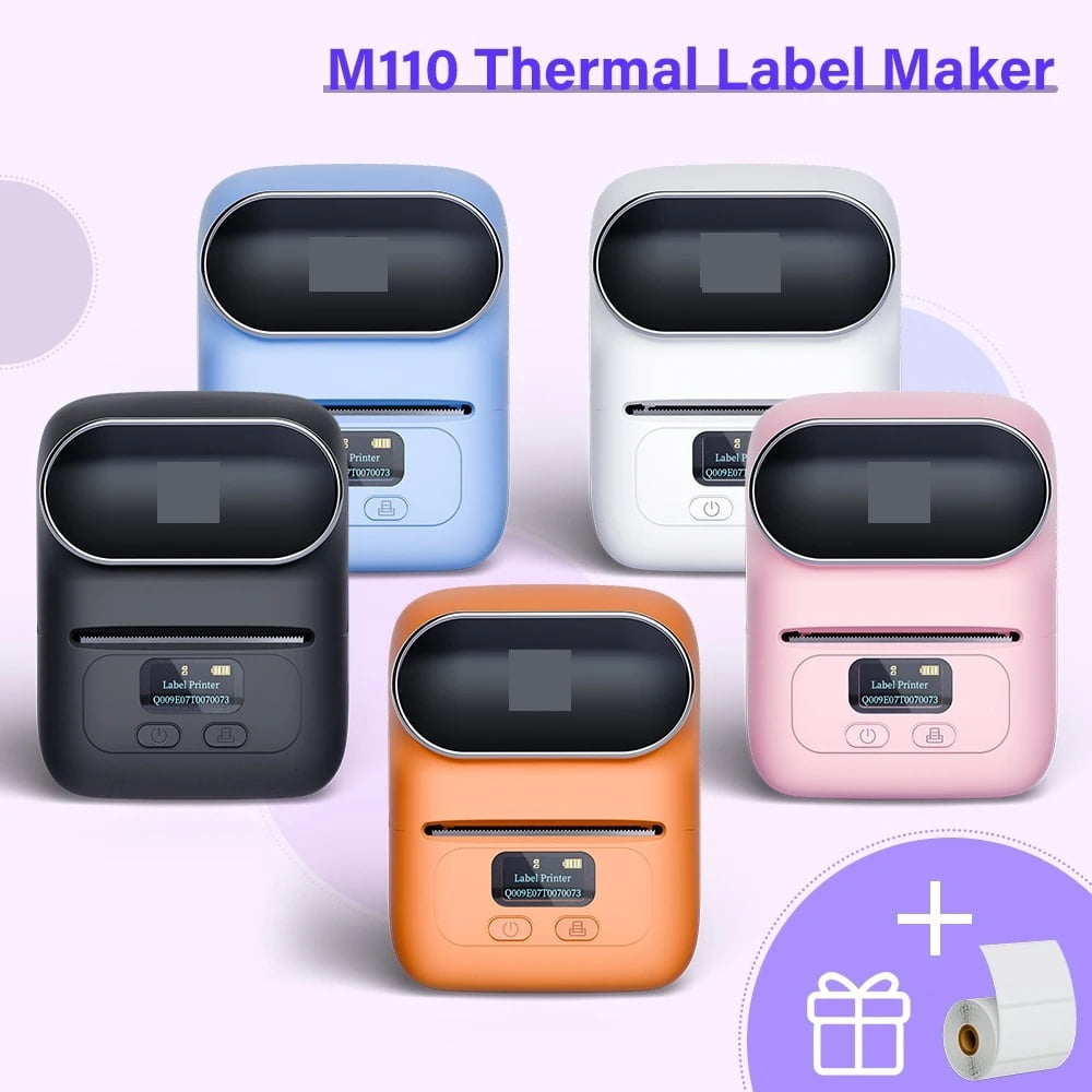 M110 Thermal Wireless Label Printer Portable Bluetooth Sticker Mini Printer Barcode Label Maker ,Fast-Drying Ink with Crisp Output