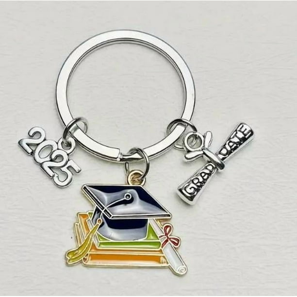 Llavero con birrete de graduación 2025, divertido llavero con sombrero de graduación, recuerdo de graduación para estudiantes, recuerdo inspirador de graduación, accesorios de graduación.