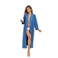 thumbnail image 6 of EA'S SECRET 100% Cotton Womens Robe Lightweight Long Kimono Bath Robe Soft Knit Spa Robes Ladies Loungewear with Pockets(Azure,S), 6 of 7