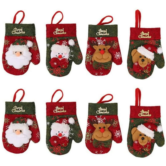 8 Pieces Christmas Fork Knife Cover Kitchen Cutlery Suit Silverware Holders Pockets Tableware Bags Hanging Tree Decoration for Home Holiday Party Dinner, Santa Claus, Reindeer, Snowman, Bear