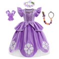 thumbnail image 1 of Sophia The First Anime Disfraz Niñas Princesa Vestido Púrpura Floral Vestido de fiesta Niños Carnaval Fiesta Ropa Sofia Cosplay Robes7-8T (Etiqueta 140) Gao Jinjia LED, 1 of 2