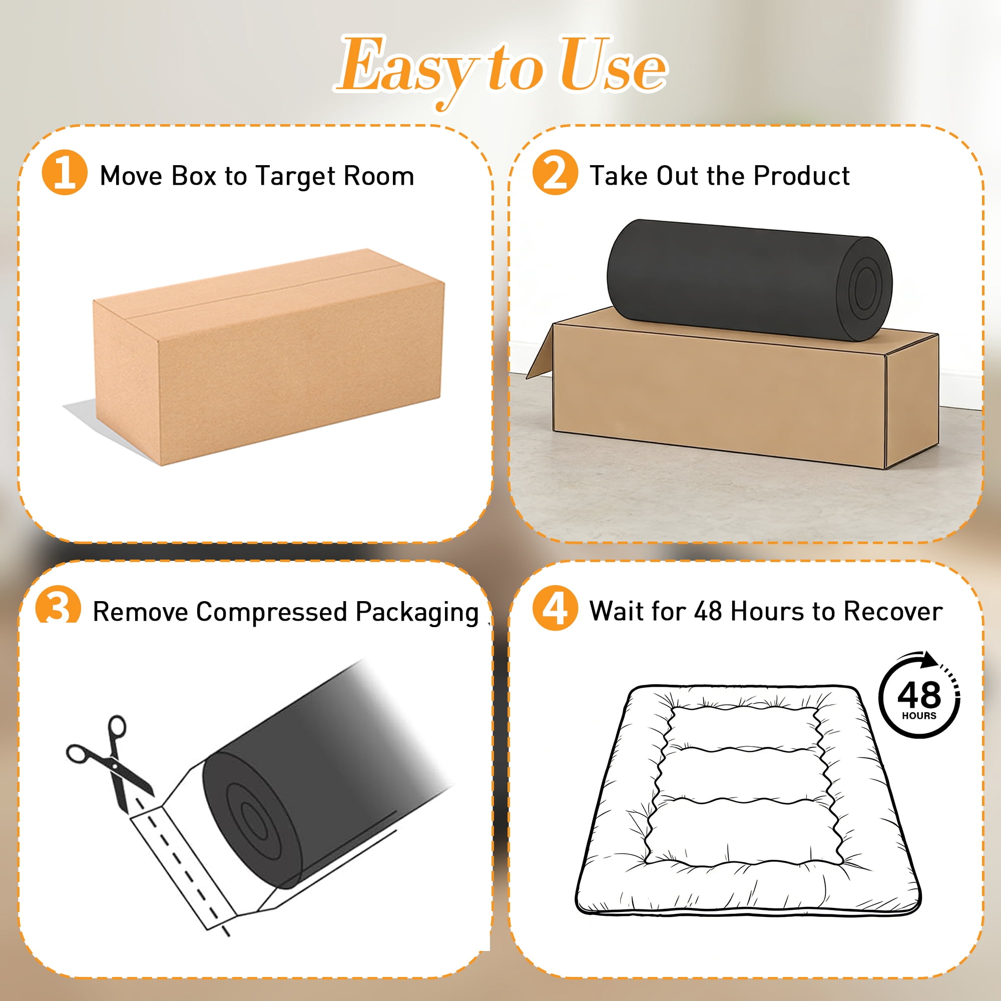 CONCETTA Memory Foam Futon Mattress, Twin Size, Foldable Tatami Floor Mattress with Storage Bag, Black