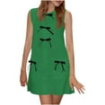 thumbnail image 2 of Summer Dresses for Women 2025, Women's Summer Sleeveless Mini Dress Casual Bow Crewneck Loose Knit Tank Dresses With Pockets(Green,L), 2 of 6