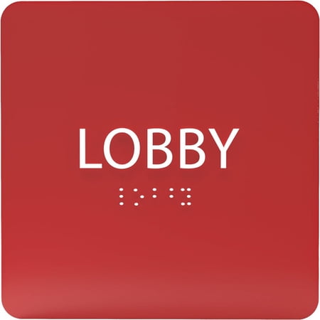 ADA CENTRAL SIGNS - 6 X6 Lobby Sign - ADA Compliant Tactile Graphics Grade 2 Braille Text Acrylic Wall Signs - Display Slogans Mottos Company Logos - Modern Utility Reception Area Indoor Signage