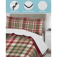 thumbnail image 4 of Quilts Full Size Bedding Set, Fall Buffalo Plaid Lightweight Quilted Comforter, Vintage Red Green Check Farmhouse Soft Reversible Bedspread Coverlet with Pillow Covers for All Season, 78" x 90", 4 of 7